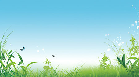 Grass and blue sky backgroundの素材