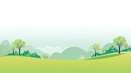 Spring nature background with green trees and clouds.の素材