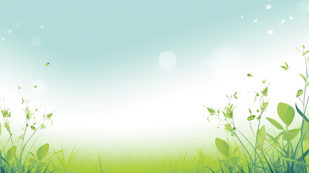 Spring background with green grass and bokeh.の素材