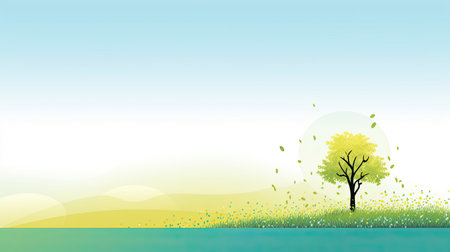 Maple tree landscape background vector illustration. Spring and summer season.の素材