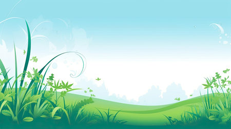 Nature background with grass and flowers.の素材