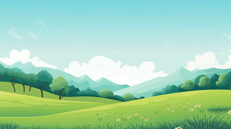 Landscape with hills, meadow and forest.の素材