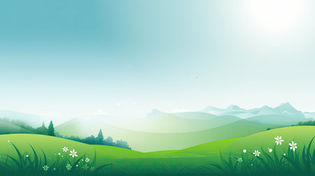 Green meadow and mountains background.の素材
