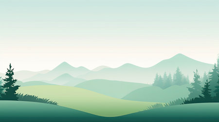 Beautiful landscape with mountains and coniferous forest.の素材