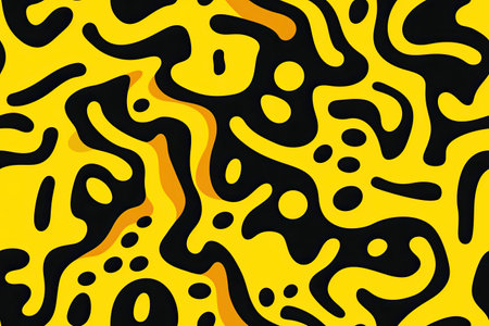 Seamless abstract pattern in black, yellow and black colors.の素材