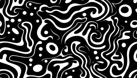 Seamless pattern with black and white abstract wavy lines.の素材