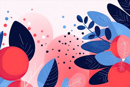Abstract floral background with leaves and dots. Flat design.の素材