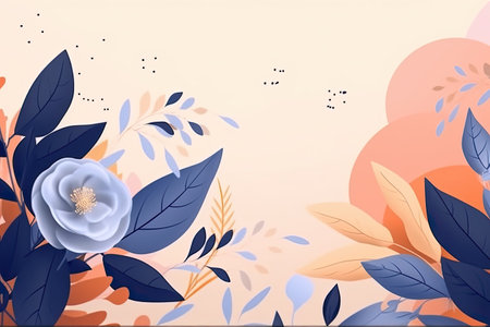 Flower background with leaves and flowers. Hand drawn vector illustration.の素材