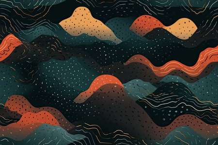 Seamless pattern with hand drawn mountains and hills.の素材