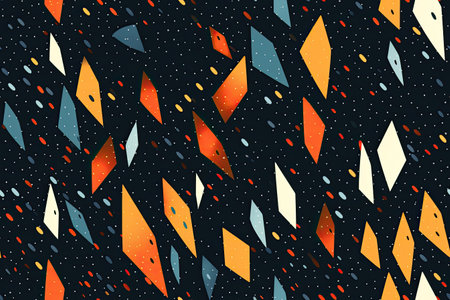 Seamless pattern of geometric shapes on a dark background.の素材
