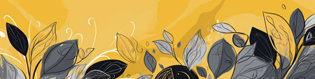 Abstract floral background with hand drawn leaves and branches.の素材