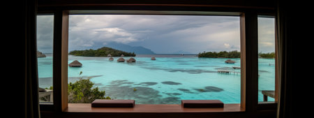 View from the window of an island in the ocean, Seychellesの素材
