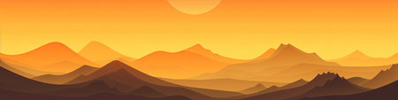 Mountain landscape. Mountain range in the sunset.の素材