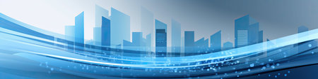 Abstract blue background with skyscrapers.の素材