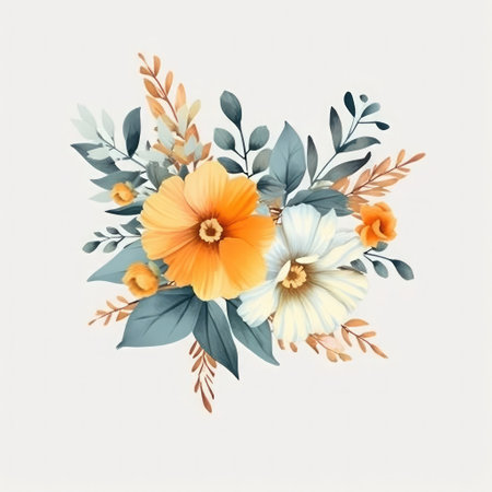 Flower bouquet. Hand drawn watercolor illustration. Isolated on white background.の素材