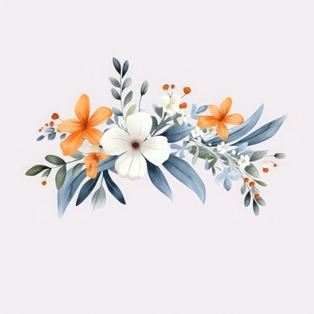 Watercolor floral bouquet isolated on white background. Hand painted illustration.の素材