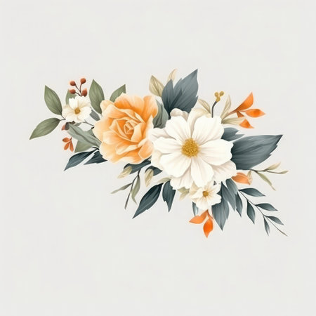 Beautiful floral bouquet with white and orange flowers.の素材