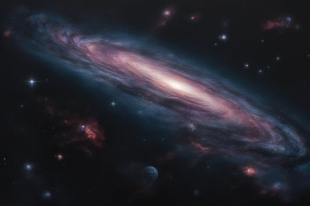 Planets, stars and galaxies in outer space showing the beauty of space exploration.の素材