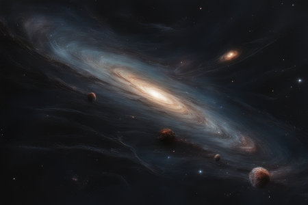 Planets, stars and galaxies in outer space showing the beauty of space exploration.の素材