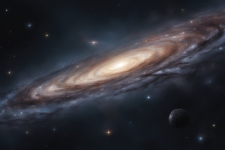 Planets, stars and galaxies in outer space showing the beauty of space exploration.の素材