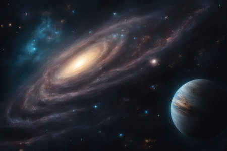 Planets, stars and galaxies in outer space showing the beauty of space exploration.の素材