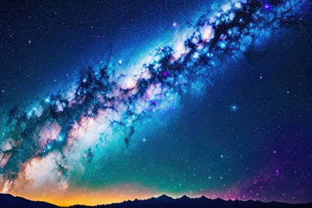 Milky way galaxy with stars and space dust in the universe.の素材