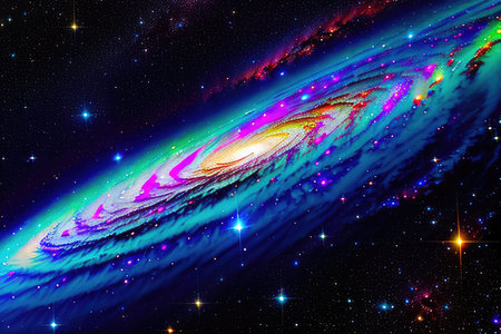 Fractal image of the galaxy with stars and nebula.の素材