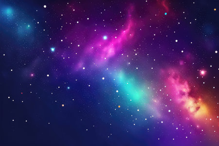 Cosmic space background with stars and nebula. Vector illustration.の素材