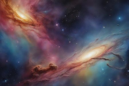 Planets, stars and galaxies in outer space showing the beauty of space exploration.の素材