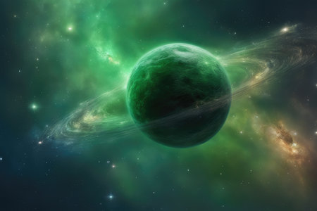 Planets and galaxy, science fiction wallpaper. Beauty of deep space. Billions of galaxies in the universe Cosmic art backgroundの素材