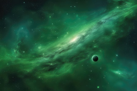 Planets and galaxy, science fiction wallpaper. Beauty of deep space. Billions of galaxies in the universe Cosmic art backgroundの素材