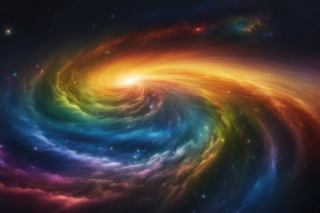 Colored nebula and stars in deep space. 3D renderingの素材