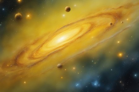 Planets, stars and galaxies in outer space showing the beauty of space exploration.の素材