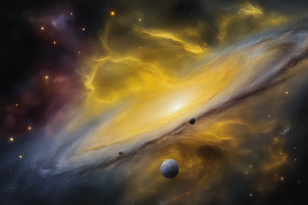 Planets, stars and galaxies in outer space showing the beauty of space exploration.の素材