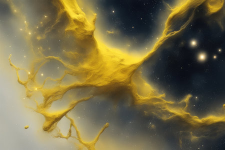 Abstract yellow and black background. Fantasy fractal texture. Digital art. 3D rendering.の素材
