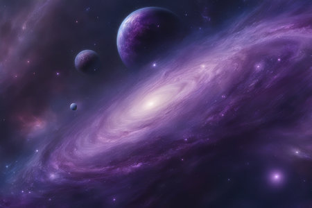 Planets, stars and galaxies in outer space showing the beauty of space exploration.の素材