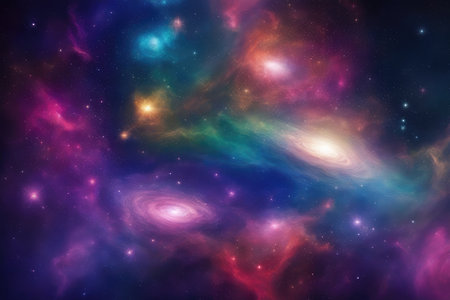 Nebula and stars in deep space, computer generated abstract backgroundの素材