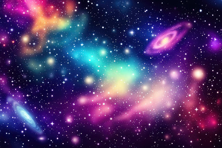 Cosmic space background with stars and nebula. Vector illustration.の素材