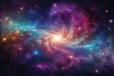 Nebula and stars in deep space, computer generated abstract backgroundの素材