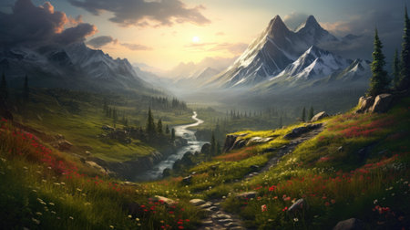 This beautiful landscape wallpaper is perfect for your design.の素材