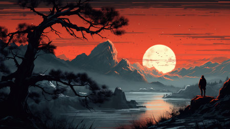 This beautiful landscape wallpaper is perfect for your design.の素材