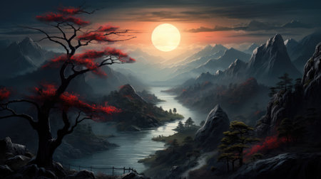 This beautiful landscape wallpaper is perfect for your design.の素材