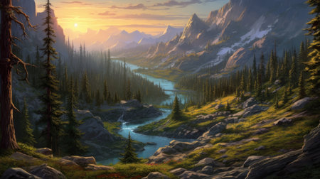 This beautiful landscape wallpaper is perfect for your design.の素材