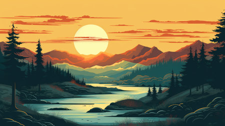 This beautiful landscape wallpaper is perfect for your design.の素材