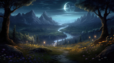 This beautiful landscape wallpaper is perfect for your design.の素材