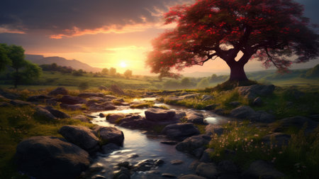 This beautiful landscape wallpaper is perfect for your design.の素材