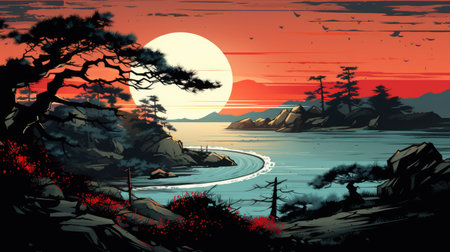 This beautiful landscape wallpaper is perfect for your design.の素材