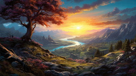 This beautiful landscape wallpaper is perfect for your design.の素材