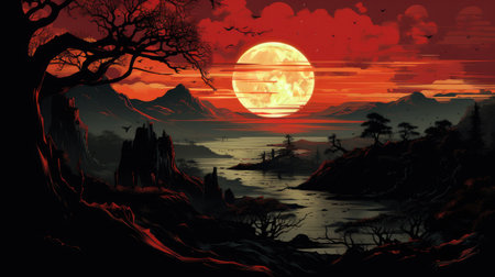This beautiful landscape wallpaper is perfect for your design.の素材