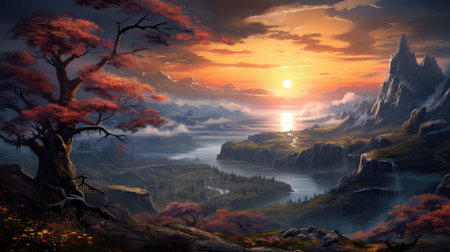 This beautiful landscape wallpaper is perfect for your design.の素材